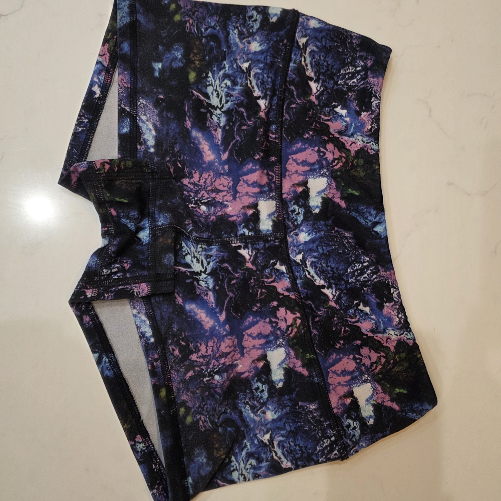 Fleo Women's Athletic Shorts - Blue and Purple Abstract